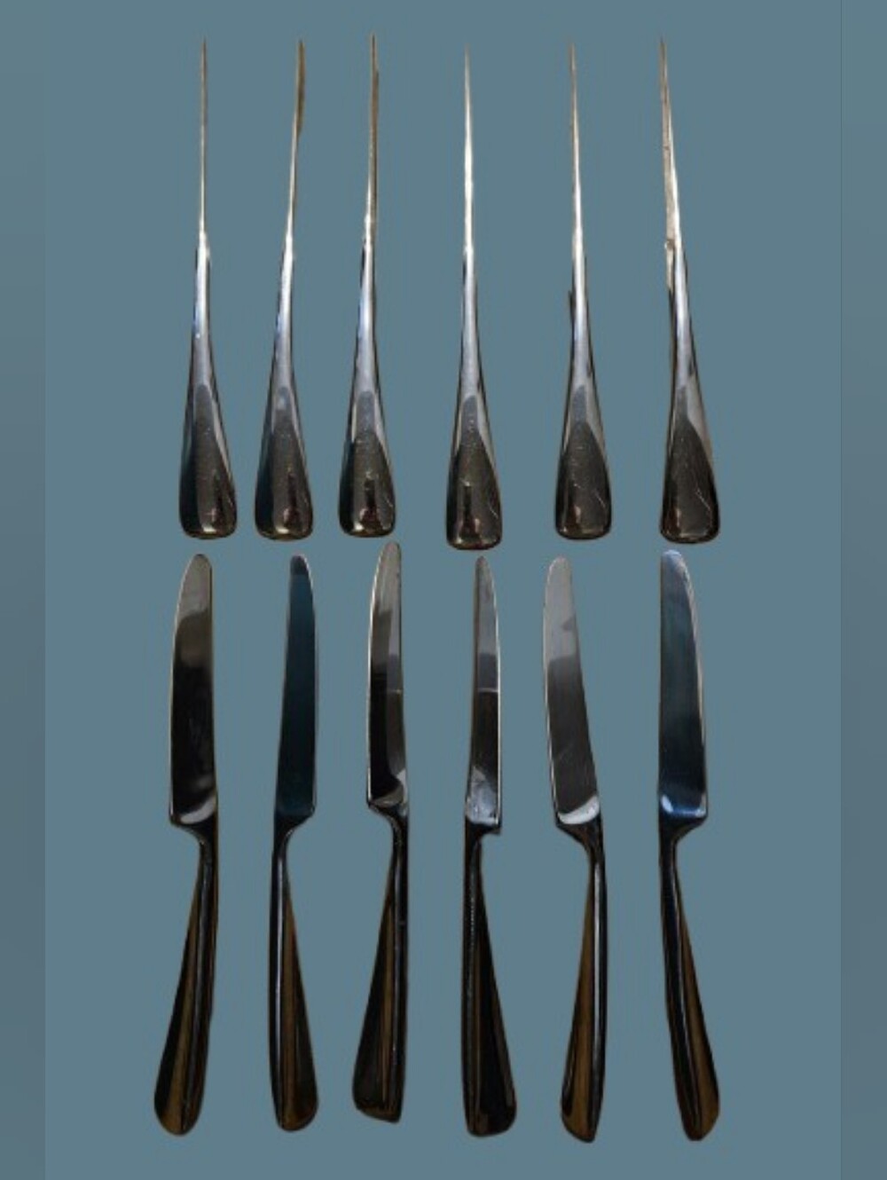 Towle Wave Glossy Angled Tip Stainless Steel Dinner Knives Set of 12
